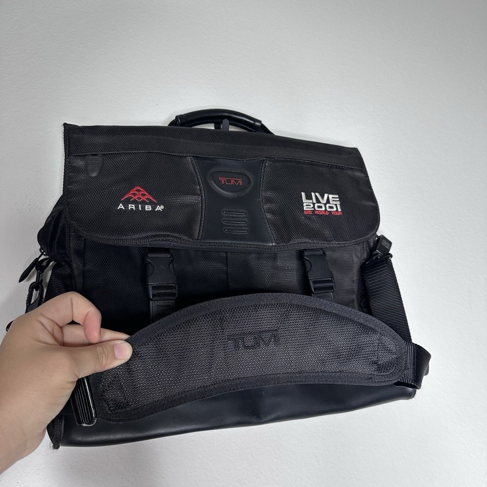 TUMI Black 509CA Messenger Bag Leather Nylon B2B 2001 Ariba GUC